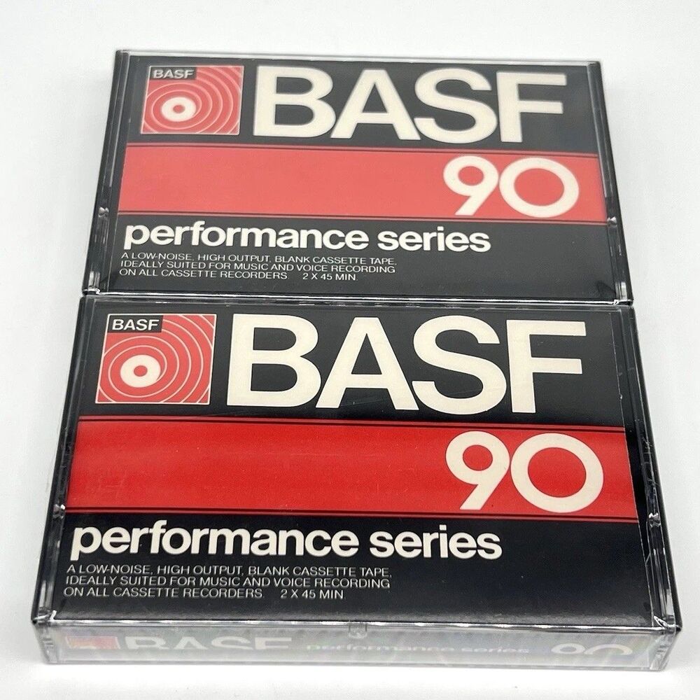 BASF 90 Performance Series BLANK Cassette Tape (Lot of 2) Vintage NEW Sealed USA